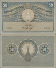 Finland: Finlands Bank 50 Markkaa 1918 with signatures Stenroth and Thesleff, P.39, still very nice with strong paper, just a few folds and lightly to...