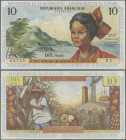 French Antilles: Institut d'Émission des Départements d'Outre-Mer 10 Francs ND(1964) with signatures: André Postel-Vinay & Bernard Clappier, P.8b, sti...