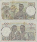 French West Africa: 100 Francs 1950 P. 40, Banque de l'Afrique Occidentale, in exceptional condition for this type of note with crisp original paper, ...