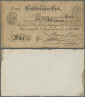 Great Britain: Brightelmston Bank, 5 Pounds 1841 (Grant B.456), stained, torn and re-joined with cardboard attachment on back, seldom seen issue.
 [d...
