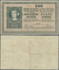 Hungary: 200 Kronen 1918 P. 14, used with folds, center holes, no tears, still original colors, condition: F.
 [differenzbesteuert]