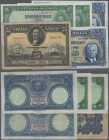 Latvia: Latvijas Bankas, set with 5 banknotes comprising 25 Latu 1928 (P.18, F with tiny hole at center), 2x 50 Latu 1934 (P.20, F+, VF) and 2x 25 Lat...