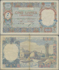 Lebanon: Banque de Syrie et du Liban, 5 Livres Libanaises 1950, P.49a.2, popular banknote with still strong paper and bright colors, margin splits and...