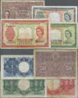 Malaya & British Borneo: Board of Commissioners of Currency, lot with 4 banknotes, comprising Malaya 50 Cents 1941 (P.10b, F/F-) and Malaya and Britsh...