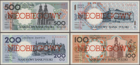 Poland: Complete set with 9 Banknotes of the not issued series from 1990 with 1, 2, 5, 10, 20, 50, 100, 200 and 500 Zlotych, all with overprint ”NIEOB...
