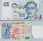 Singapore: Board of Commissioners of Currency 50 Dollars ND(1999), signature: Lee Hsieh Long, P.41b with solid serial number 2BS444444, tiny dent at l...
