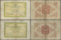 Straits Settlements: Government of the Straits Settlements, pair of 10 Cents, both with signature Pountney and date 10.06.1919 (P.6c, F/F+) and 08.03....