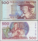 Sweden: 500 Kronor ND P. 58, used with light vertical folds, light handling in paper, no holes or tears, still strong paper and original colors, press...