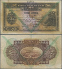 Syria: Banque de Syrie et du Liban 5 Livres 1939, P.41d, still strong paper with several folds, tiny margin split and lightly toned paper, Condition: ...
