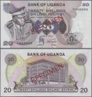 Uganda: Bank of Uganda 20 Shillings ND(1973) SPECIMEN, P.7as in UNC condition.
 [differenzbesteuert]