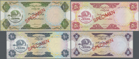 United Arab Emirates: United Arab Emirates Currency Board: Set of 5 Specimen banknotes, containig 1 Dirham (P.1s), 5 Dirhams (P.2s,), 10 Dirhams (P.3s...