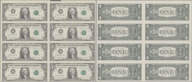 United States of America: Federal Reserve Bank, uncut sheet with 8 banknotes 1 Dollar series 1988A, signatures Villalpando & Brady and code letter C f...