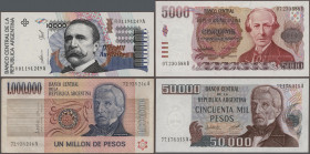 Argentina: Album with 88 banknotes 1891-2003, comprising for example 10.000 Pesos ND(1961-69) (P.281b, F/F-), 10 Pesos on 1000 Pesos ND(1969-71) (P.28...