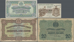 Bulgaria: Bulgaria National Bank, set with 21 banknotes comprising for example 20 Gold Leva ND(1917) (P.23, F), 20 Gold Leva ND(1916) (P.18, F/F-), 1 ...