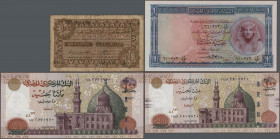 Egypt: Collectors album with 63 banknotes 1942-2010, comprising for example 1 Pound 1957 (P.30, aUNC), 10 Pounds 1964 (P.41, UNC), 100 Pounds 1995 (P....