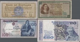 Alle Welt: Lot with 29 banknotes Ireland, Scotland, Portugal, Switzerland and South Africa, comprising for example for the Central Bank of Ireland 5 P...