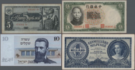 Alle Welt: Small lot with 25 banknotes plus a few Mini-Assegni and China Hellbank, comprising for example Russia - Siberia & Urals 1 Ruble 1918 (P.S 8...