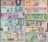 South America: Lot with 12 better banknotes America, comprising Argentina 1000 Pesos ND(2017) (P.366a.1, UNC), Bahamas 3 Dollars L.1968 (P.28, aUNC/UN...