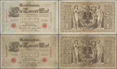 Deutschland - Deutsches Reich bis 1945: Sehr schönes Lot mit 11 Banknoten zu 1000 Mark, dabei 2x 1000 Mark 1898 (Ro.18, F+/F-), 3x 1000 Mark 1903 (Ro....