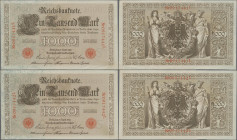Deutschland - Deutsches Reich bis 1945: 1000 Mark 1910, Ro.45, Lot 50 Stück, viele fortlaufende Nummern dabei, VF - UNC. (50 Stück)
 [differenzbesteu...