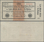 Deutschland - Deutsches Reich bis 1945: Zwischenschein der Schatzanweisungen des Deutschen Reichs zu 1,05 Mark Gold = 1/4 Dollar 1923, Ro.143d, Fz. AM...
