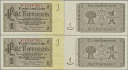 Deutschland - Deutsches Reich bis 1945: Kleines Lot mit 10x 1 Rentenmark 1937. Dabei 6 x Ro.166a (UNC) sowie 4 x 166b (UNC). Teilweise fortlaufende Nu...