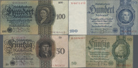 Deutschland - Deutsches Reich bis 1945: Kleines Lot Reichsmark 1924-1945 mit 20 Banknoten, dabei 50 Reichsmark 1924 (Ro.170), 100 Reichsmark 1924 (Ro....