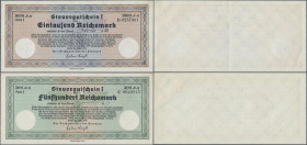 Deutschland - Deutsches Reich bis 1945: Steuergutschein I, 500 Reichsmark, einlösbar ab Dezember 1939 ohne Stempel (Ro.718g, leichter Bug oben rechts,...