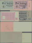 Deutschland - Alliierte Militärbehörde + Ausgaben 1945-1948: Triberg, Stadt, 1, 5, 10, 50 Reichsmark, 1.5.1945, 10 Reichsmark nur als rosa Unterdruck ...