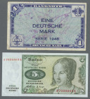 Deutschland - Bank Deutscher Länder + Bundesrepublik Deutschland: Kleines Lot mit 5 Banknoten, dabei 1 DM 1948 (Ro.232, F/F-), 5 DM vom 2.Januar 1960 ...