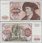 Deutschland - Bank Deutscher Länder + Bundesrepublik Deutschland: Deutsche Bundesbank, Serie BBk IA 1977, 500 DM mit Serie V/K, Ro.279a in kassenfrisc...
