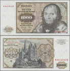 Deutschland - Bank Deutscher Länder + Bundesrepublik Deutschland: Deutsche Bundesbank, Serie BBk IA 1977, 1000 DM 1977 mit Serie W/H, Ro.280a, minimal...