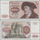 Deutschland - Bank Deutscher Länder + Bundesrepublik Deutschland: Deutsche Bundesbank, Serie BBk IA 1980 mit ©, 500 DM mit Serie V/V, Ro.290a in kasse...