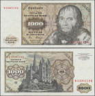 Deutschland - Bank Deutscher Länder + Bundesrepublik Deutschland: Deutsche Bundesbank, Serie BBk IA 1980 mit ©, 1000 DM mit Serie W/K, Ro.291a, leicht...