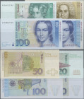 Deutschland - Bank Deutscher Länder + Bundesrepublik Deutschland: Deutsche Bundesbank, Lot mit 4 Banknoten, dabei 100 DM 1989 (Serie AA/G, Ro.294a, UN...