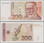 Deutschland - Bank Deutscher Länder + Bundesrepublik Deutschland: Deutsche Bundesbank, Serie BBk III 1989, 200 DM mit Serie AA/K, Ro.295a in kassenfri...