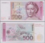 Deutschland - Bank Deutscher Länder + Bundesrepublik Deutschland: Deutsche Bundesbank, Serie BBk III 1991, 500 DM mit Serie AD/L, Ro.301a, minimal bes...