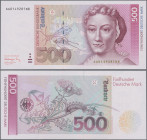 Deutschland - Bank Deutscher Länder + Bundesrepublik Deutschland: Deutsche Bundesbank, Serie BBk III 1991, 500 DM mit Serie AA/N, Ro.301a in kassenfri...