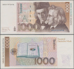 Deutschland - Bank Deutscher Länder + Bundesrepublik Deutschland: Deutsche Bundesbank, Serie BBk III 1991, 1000 DM mit Serie AD/Y, Ro.302a, leichter s...