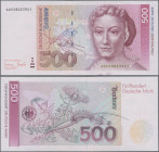 Deutschland - Bank Deutscher Länder + Bundesrepublik Deutschland: Deutsche Bundesbank, Serie BBk III 1993, 500 DM mit Serie AD/S, Ro.307a, senkrechter...