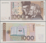 Deutschland - Bank Deutscher Länder + Bundesrepublik Deutschland: Deutsche Bundesbank, Serie BBk III 1993, 1000 DM mit Serie AG/U, Ro.308a in kassenfr...