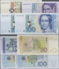 Deutschland - Bank Deutscher Länder + Bundesrepublik Deutschland: Deutsche Bundesbank, Serie BBk IIIA 1996 und 1999, Lot mit 4 Banknoten, dabei 50 DM ...