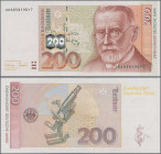 Deutschland - Bank Deutscher Länder + Bundesrepublik Deutschland: Deutsche Bundesbank, Serie BBk IIIA 1996, 200 DM mit Serie AK/Y, Ro.311a in kassenfr...