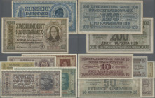 Deutschland - Nebengebiete Deutsches Reich: Zentralnotenbank Ukraine 1942, Lot mit 7 Banknoten, dabei 1 Karbowanez (Ro.591, XF), 5 Karbowanez (Ro.593,...