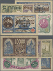 Deutschland - Nebengebiete Deutsches Reich: Danzig, Stadtgemeinde, Lot mit 5 Banknoten, dabei 2x 50 Pfennig 1916 (Ro.ex 790, 791, aUNC, UNC), 2x 10.00...