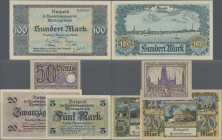 Deutschland - Nebengebiete Deutsches Reich: Lot mit 4 Notgeldscheinen, dabei Stadtgemeinde Danzig 50 Pfennig 1916 (Ro.ex 790, UNC) sowie Handelskammer...