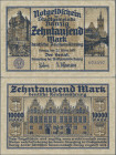Deutschland - Nebengebiete Deutsches Reich: Stadtgemeinde Danzig 10.000 Mark vom 20.03.1923, Ro.796, zwei senkrechte Falten in der Mitte, sowie Knick ...