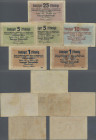 Deutschland - Nebengebiete Deutsches Reich: Kleines Lot mit 6 Kleingeldscheinen der Danziger Zentralkasse, dabei 2x 1 Pfennig vom 22.10.1923 (Ro.811, ...