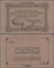 Deutschland - Kolonien: Deutsch-Ostafrikanische Bank 20 Rupien Interimsbanknote, Tabora, den 15. März 1915 mit zwei schwarzen Hand-Unterschriften vord...