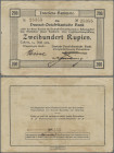 Deutschland - Kolonien: Deutsch-Ostafrikanische Bank 200 Rupien Interimsbanknote, Tabora, 15. Juni 1915, zwei Hand-Unterschriften vorderseitig und ein...